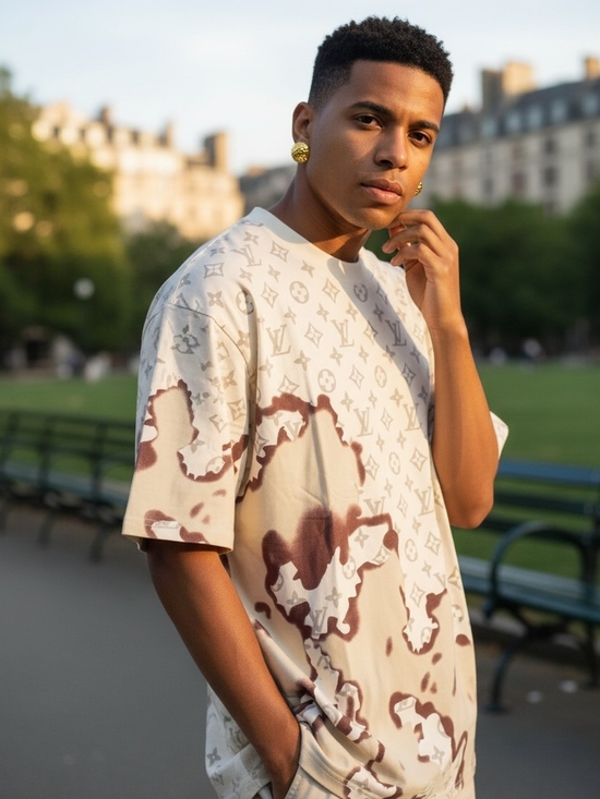 Louis Vuitton Other - Louis Vuitton Cream and Brown Monogram Tie-Dye Short Sleeve Shirt